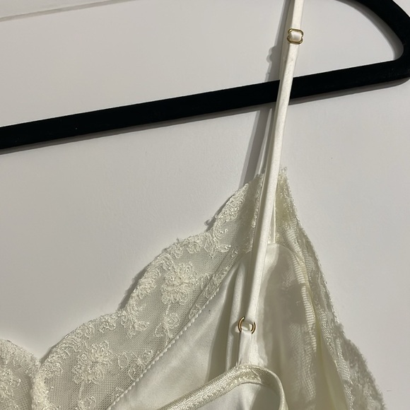 Flora Satin Nightgown Slip Dress Lace Mesh Bridal Feminine Casual Midi Romantic - Picture 9 of 15